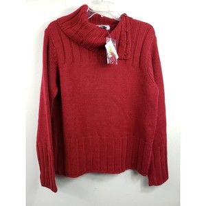 Vintage Westbound Biking Red Knit Long Sleeve Pullover Sweater Women L Large New